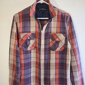 TankFarm & Co Plaid Full Zip Shirt Jacket Shacket Size Medium Preppy Rustic